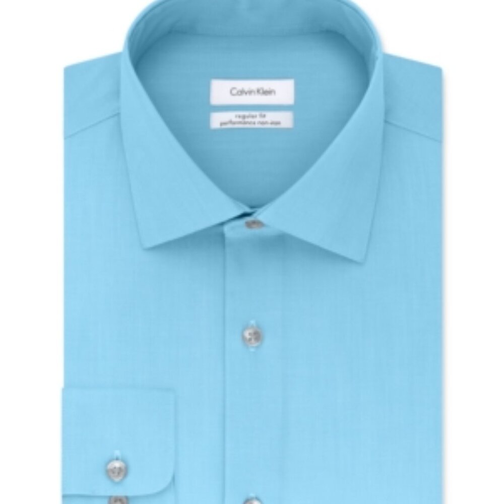 Calvin Klein Steel Men's Classic-Fit Non-Iron Performance Herringbone 16.5 34/35